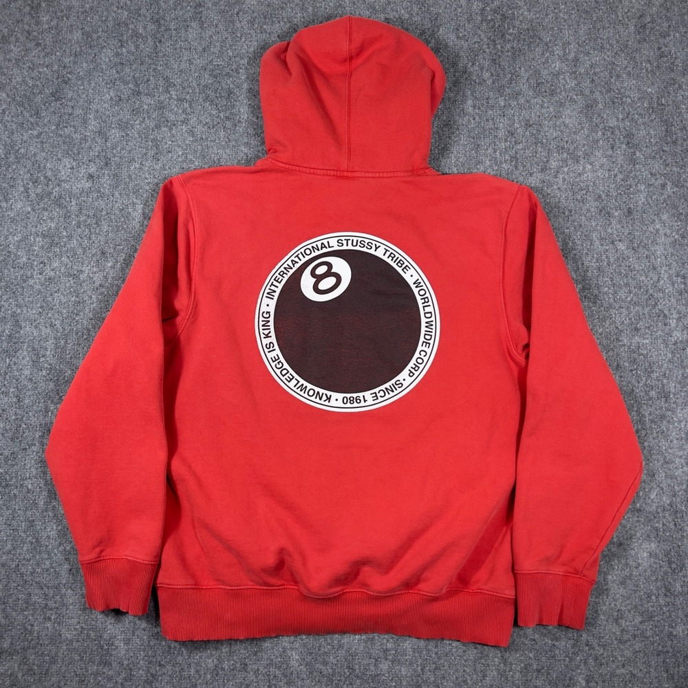Stussy Hoodie Mens XL Red 8 Ball Graphic International Tribe